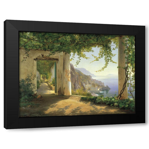 View to the Amalfi Coast Black Modern Wood Framed Art Print with Double Matting by Aagaard, Carl Frederic