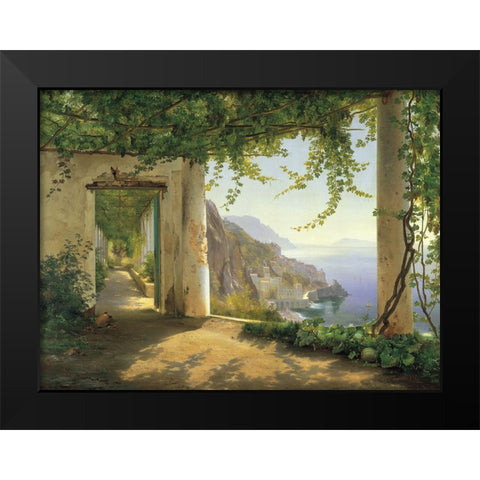 View to the Amalfi Coast Black Modern Wood Framed Art Print by Aagaard, Carl Frederic