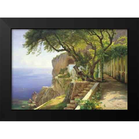 Pergola in Amalfi Black Modern Wood Framed Art Print by Aagaard, Carl Frederic