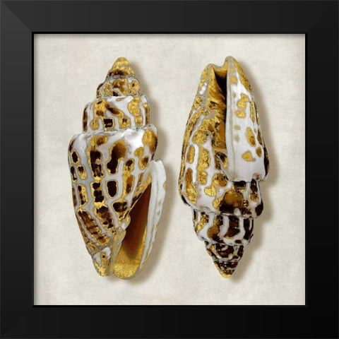 Golden Ocean Gems on Ivory I Black Modern Wood Framed Art Print by Kelly, Caroline