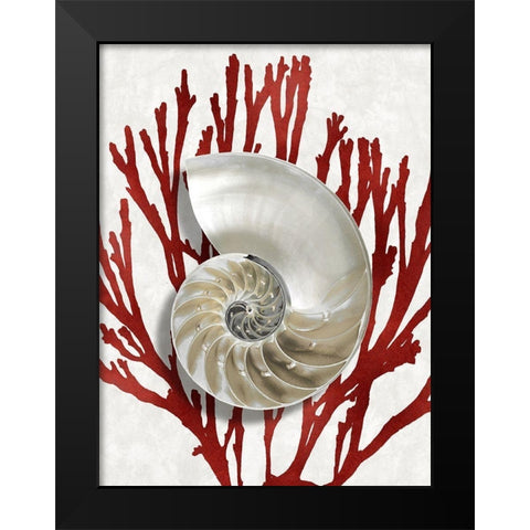 Shell Coral Red II Black Modern Wood Framed Art Print by Kelly, Caroline