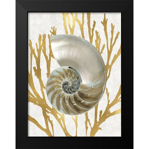 Shell Coral Gold II Black Modern Wood Framed Art Print by Kelly, Caroline