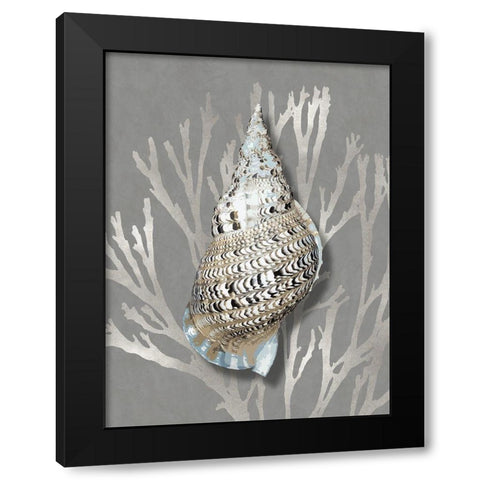 Shell Coral Silver on Gray I Black Modern Wood Framed Art Print by Kelly, Caroline