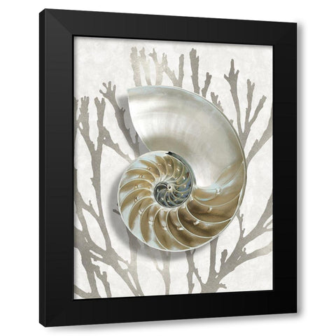Shell Coral Silver II Black Modern Wood Framed Art Print by Kelly, Caroline