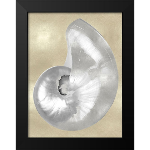 Silver Pearl Shell on Gold I Black Modern Wood Framed Art Print by Kelly, Caroline