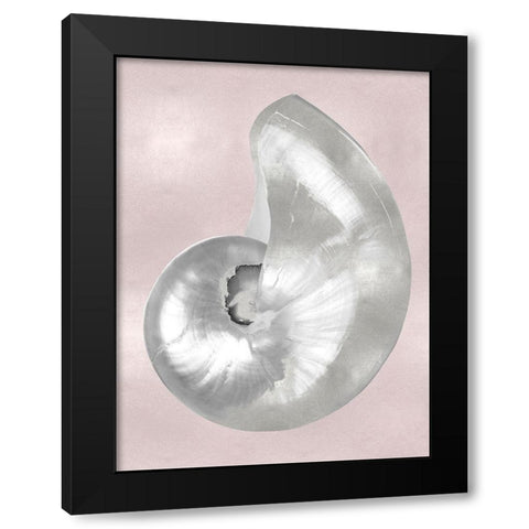 Silver Shell on Pink Blush I Black Modern Wood Framed Art Print with Double Matting by Kelly, Caroline