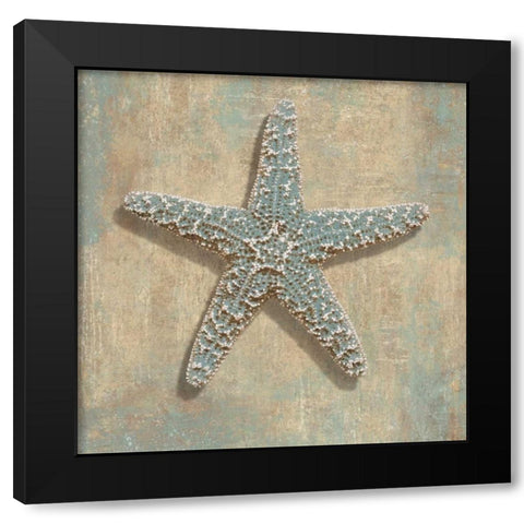 Aqua Starfish Black Modern Wood Framed Art Print by Kelly, Caroline