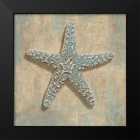 Aqua Starfish Black Modern Wood Framed Art Print by Kelly, Caroline