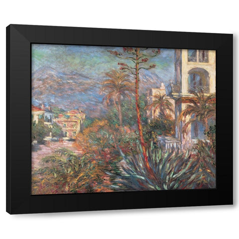 Les Villas a Bordighera Black Modern Wood Framed Art Print by Monet, Claude