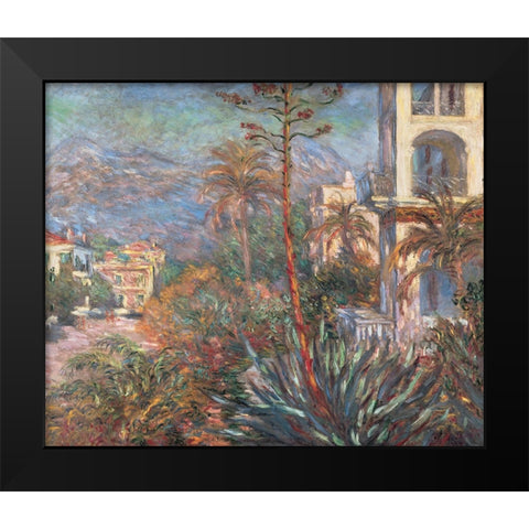 Les Villas a Bordighera Black Modern Wood Framed Art Print by Monet, Claude