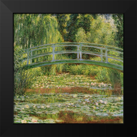 Le pont Japonais Giverny Black Modern Wood Framed Art Print by Monet, Claude