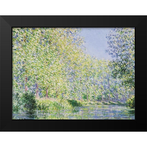 The Epte River near Giverny Black Modern Wood Framed Art Print by Monet, Claude