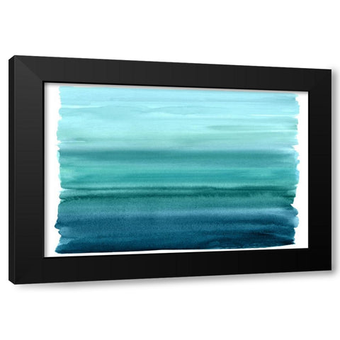 Ombre Teal I Black Modern Wood Framed Art Print with Double Matting by Corbin, Allie
