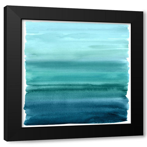 Ombre Teal II Black Modern Wood Framed Art Print with Double Matting by Corbin, Allie