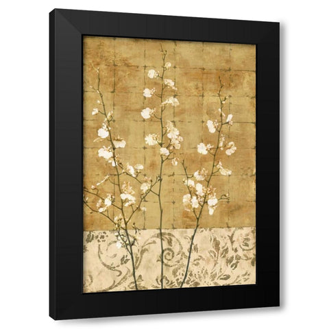 Blossoms in Gold II Black Modern Wood Framed Art Print by Donovan, Chris