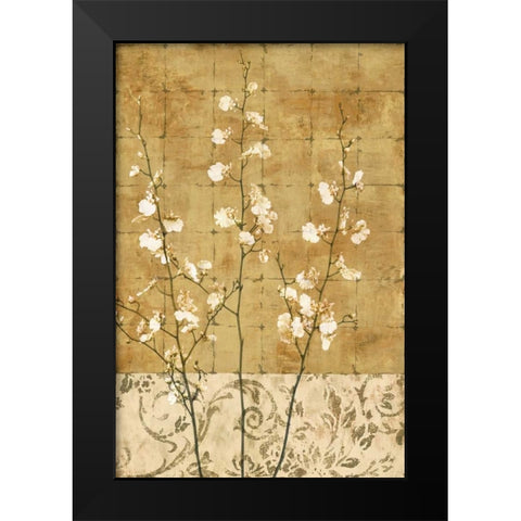 Blossoms in Gold II Black Modern Wood Framed Art Print by Donovan, Chris