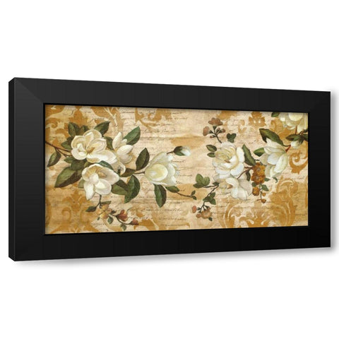 Magnolia Romance Black Modern Wood Framed Art Print by Donovan, Chris