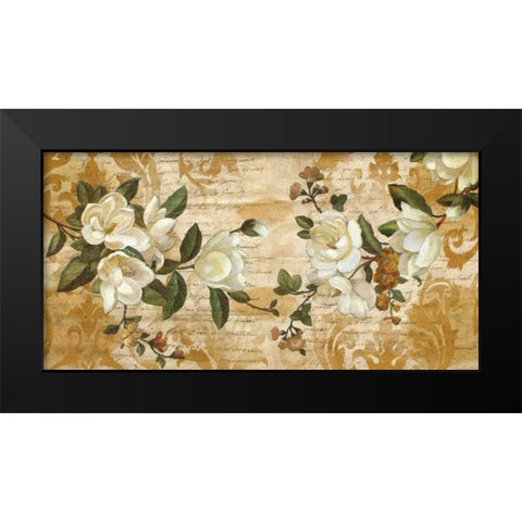 Magnolia Romance Black Modern Wood Framed Art Print by Donovan, Chris
