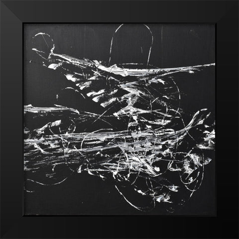 String Theory Space Black Modern Wood Framed Art Print by Klingeler, Christian