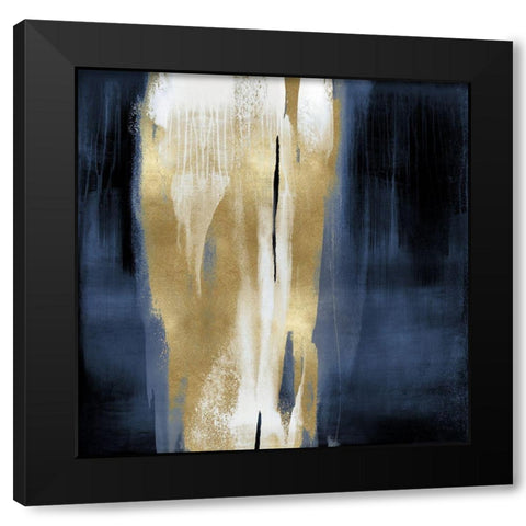 Free Fall Blue with Gold I Black Modern Wood Framed Art Print with Double Matting by Wright, Christine