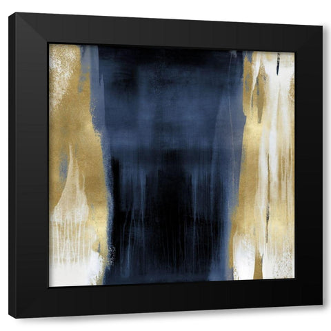 Free Fall Blue with Gold II Black Modern Wood Framed Art Print by Wright, Christine