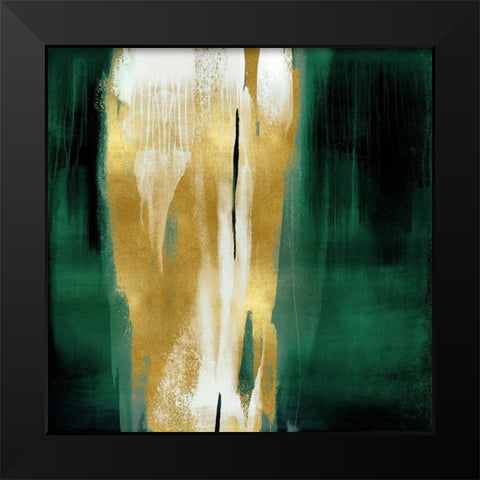Free Fall Emerald with Gold I Black Modern Wood Framed Art Print by Wright, Christine