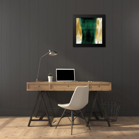 Free Fall Emerald with Gold II Black Modern Wood Framed Art Print by Wright, Christine
