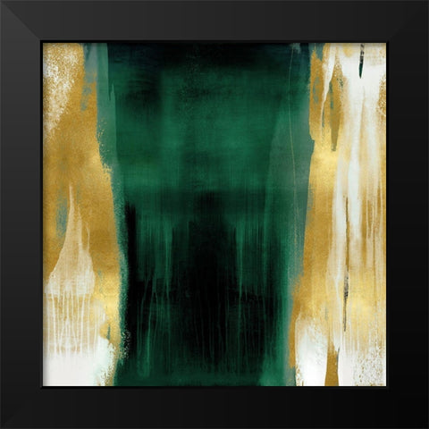 Free Fall Emerald with Gold II Black Modern Wood Framed Art Print by Wright, Christine