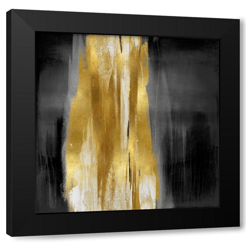 Free Fall Gray with Gold I Black Modern Wood Framed Art Print by Wright, Christine