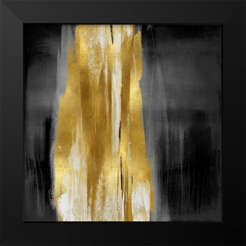 Free Fall Gray with Gold I Black Modern Wood Framed Art Print by Wright, Christine