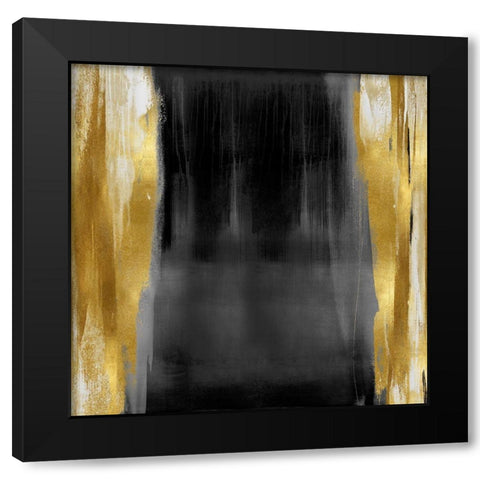 Free Fall Gray with Gold II Black Modern Wood Framed Art Print by Wright, Christine