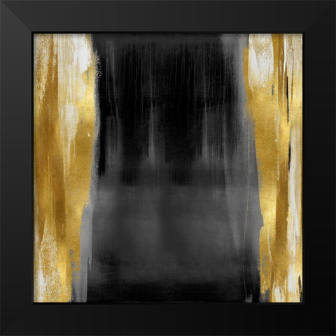Free Fall Gray with Gold II Black Modern Wood Framed Art Print by Wright, Christine