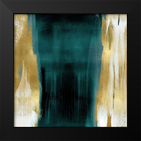 Free Fall Green with Gold II Black Modern Wood Framed Art Print by Wright, Christine