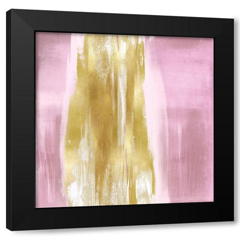 Free Fall Pink with Gold I Black Modern Wood Framed Art Print by Wright, Christine