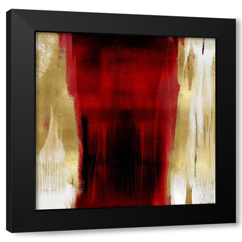 Free Fall Red with Gold II Black Modern Wood Framed Art Print by Wright, Christine