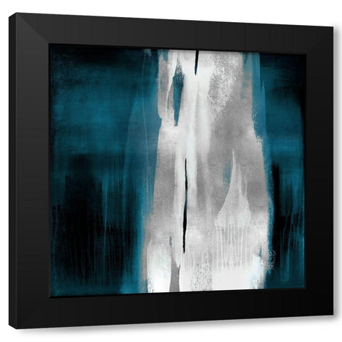 Free Fall Teal with Silver I Black Modern Wood Framed Art Print with Double Matting by Wright, Christine
