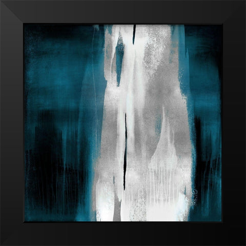 Free Fall Teal with Silver I Black Modern Wood Framed Art Print by Wright, Christine