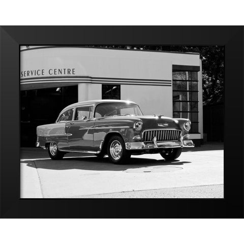 1955 Chev Belair 7 BandW Black Modern Wood Framed Art Print by Branson, Clive