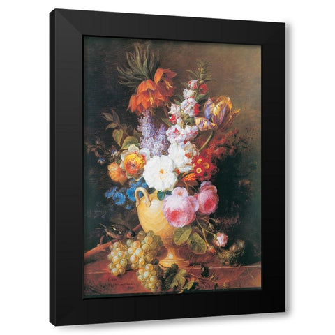 Vase de fleurs Black Modern Wood Framed Art Print with Double Matting by Van Spaendonck, Corneille