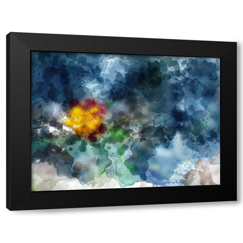 Blue and Yellow Floral Black Modern Wood Framed Art Print by Young, Chamira