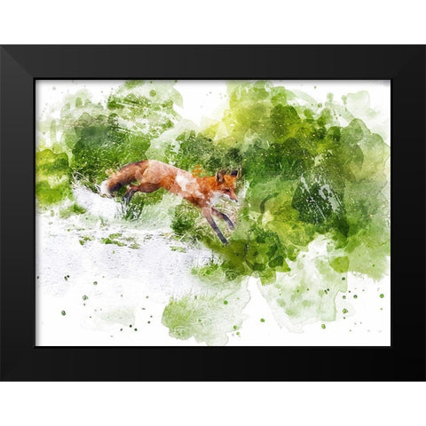 Fox  Black Modern Wood Framed Art Print by Young, Chamira