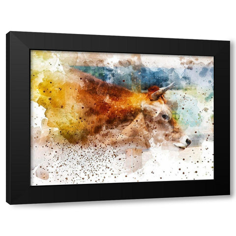 Cow I Black Modern Wood Framed Art Print with Double Matting by Young, Chamira
