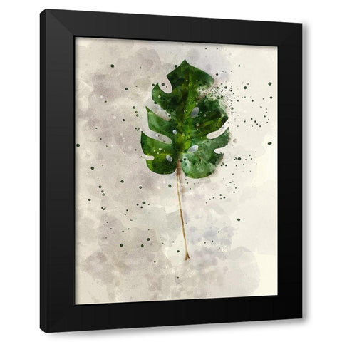 Single Leaf Black Modern Wood Framed Art Print by Young, Chamira