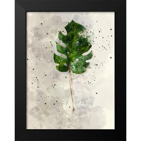 Single Leaf Black Modern Wood Framed Art Print by Young, Chamira