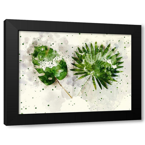 Double Leaf Black Modern Wood Framed Art Print with Double Matting by Young, Chamira