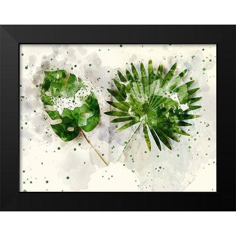Double Leaf Black Modern Wood Framed Art Print by Young, Chamira