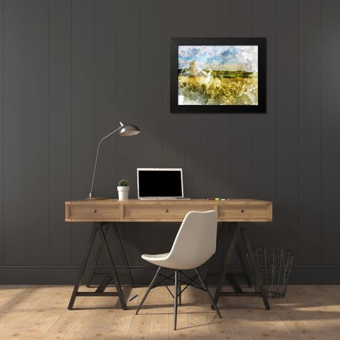 Yellow Meadow Black Modern Wood Framed Art Print by Young, Chamira