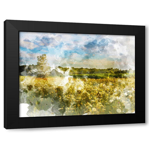 Yellow Meadow Black Modern Wood Framed Art Print by Young, Chamira
