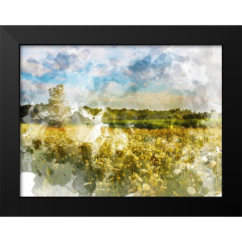 Yellow Meadow Black Modern Wood Framed Art Print by Young, Chamira