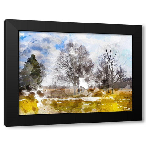 Triple Tree Black Modern Wood Framed Art Print by Young, Chamira